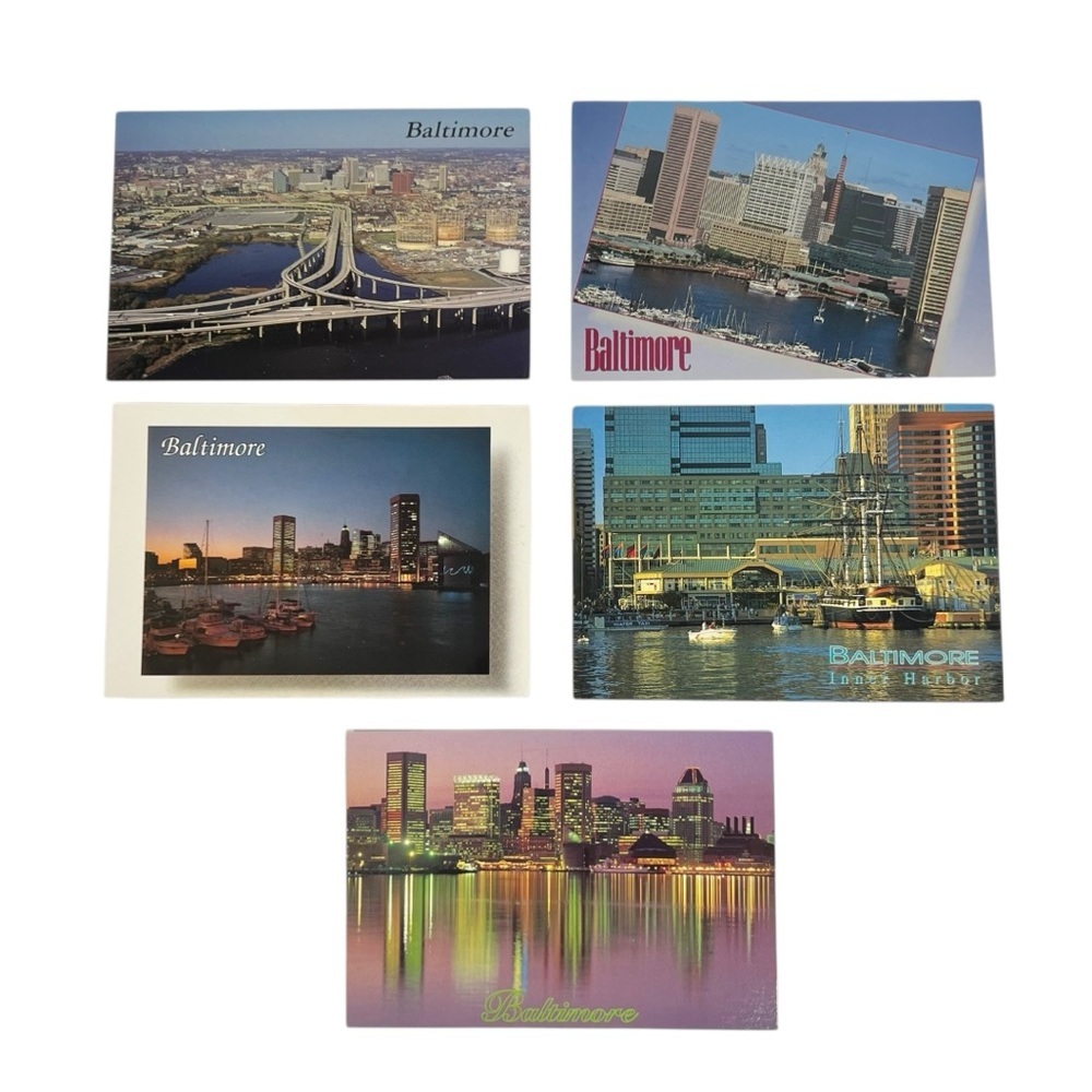 Lot Of 5 Baltimore Maryland USA Postcards Inner Harbor